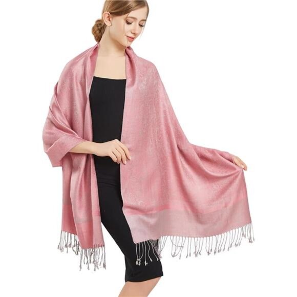 Silky Paisley Pashmina Shawl Scarf-Women's Soft Double-side Jacquard - Picture 2 of 6